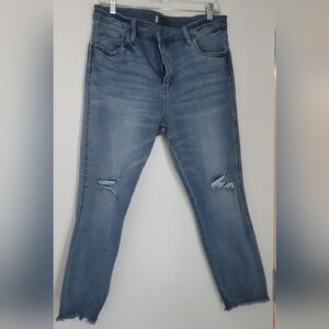 Kut from the Kloth Destroyed Medium Wash Petite Straight Leg Denim Jeans, 14